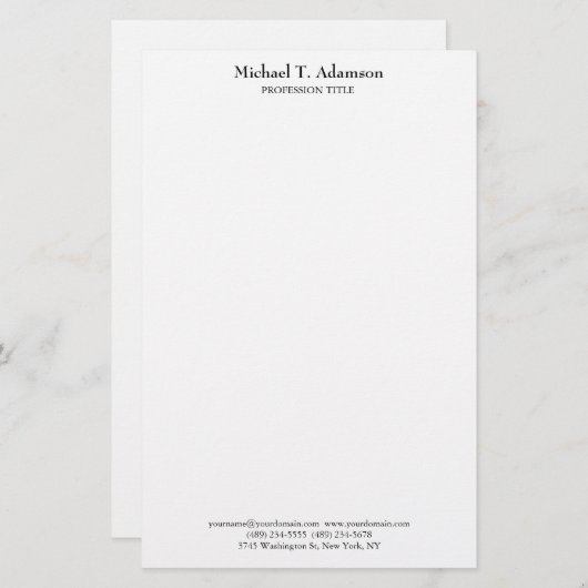 Retro stijl elegant gewoon eenvoudig wit briefpapier (Voorkant / Achterkant)