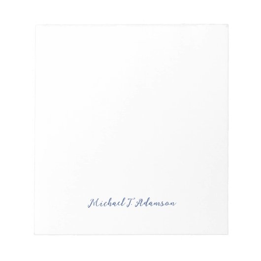 Retro stijl elegante effen witte kalligrafie naam notitieblok (Voorkant)