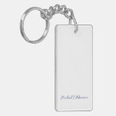 Retro stijl elegante effen witte kalligrafie naam sleutelhanger (Voorkant Links)