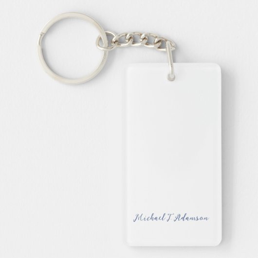 Retro stijl elegante effen witte kalligrafie naam sleutelhanger (Voorkant)