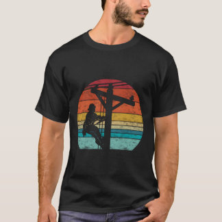 Retro stijl elektrische kabel lineman t-shirt