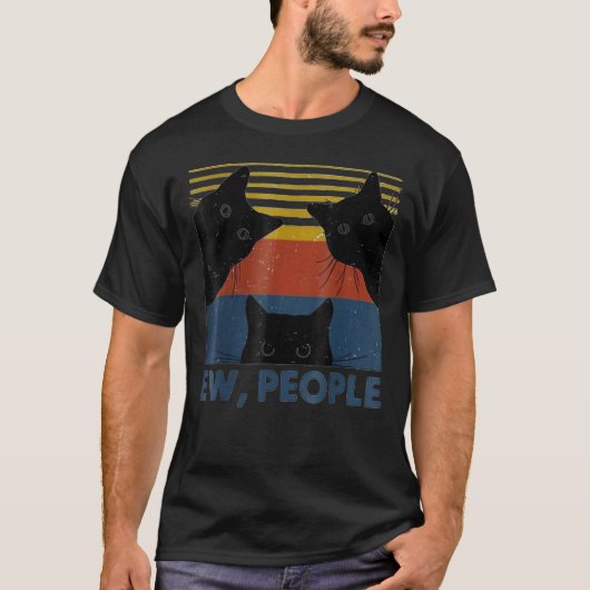 Retro stijl Ew, Mensen T-shirt Grappige Kat Introv (Voorkant)