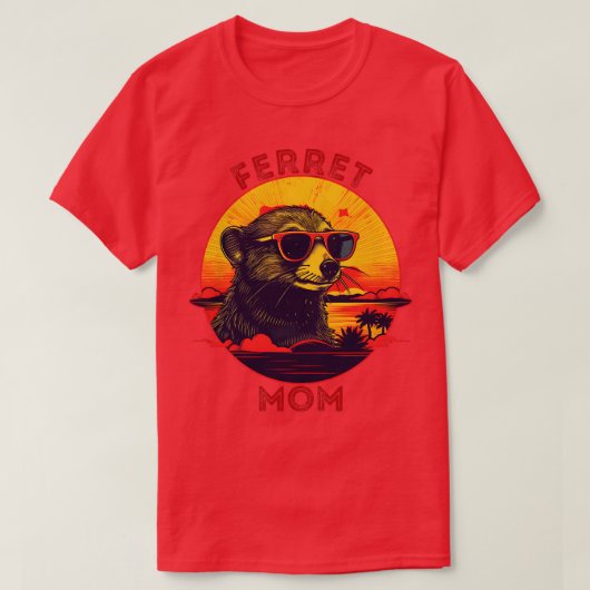  Retro Stijl Ferret Moeder T-shirt (Design voorkant)