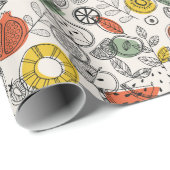 Retro stijl fruitpatroon cadeaupapier (Rol Hoek)