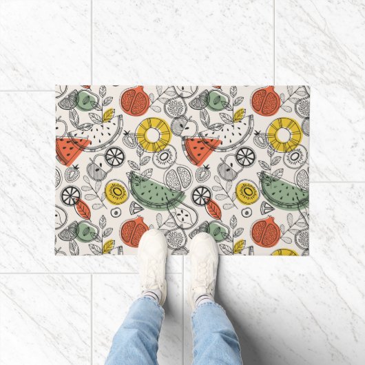 Retro stijl fruitpatroon deurmat (Binnen)