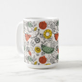 Retro  stijl fruitpatroon koffiemok (Voorkant links)