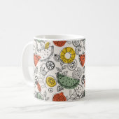 Retro  stijl fruitpatroon koffiemok (Voorkant links)