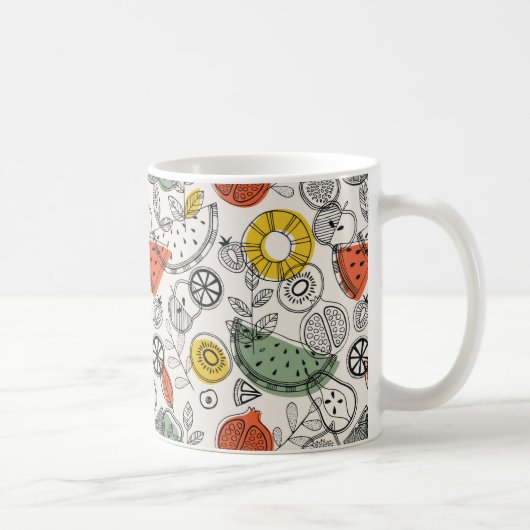 Retro  stijl fruitpatroon koffiemok (Rechts)