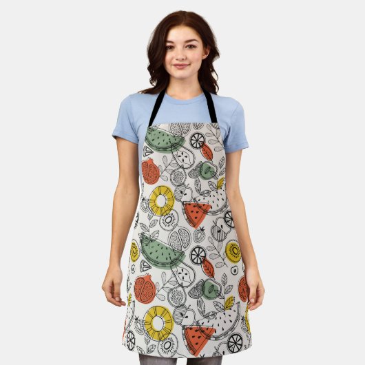 Retro  stijl fruitpatroon schort (Gedragen)