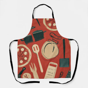 Retro stijl gedrukte pizzabestek Schort