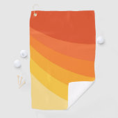 Retro stijl geel en oranje zonnestralen ontwerp golfhanddoek (Insitu)