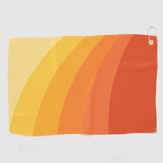 Retro stijl geel en oranje zonnestralen ontwerp golfhanddoek (Horizontaal)