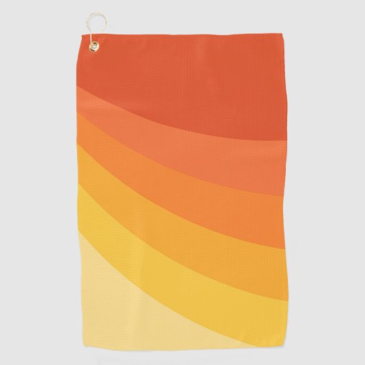 Retro stijl geel en oranje zonnestralen ontwerp golfhanddoek (Voorkant)