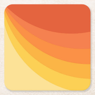 Retro stijl geel en oranje zonnestralen ontwerp kartonnen onderzetters