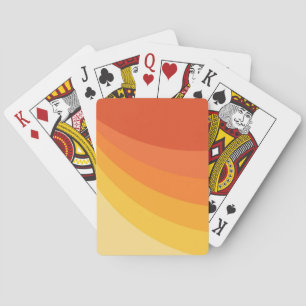 Retro stijl geel en oranje zonnestralen ontwerp pokerkaarten