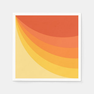 Retro stijl geel en oranje zonnestralen ontwerp servet