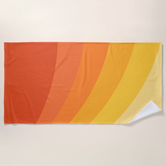 Retro stijl geel en oranje zonnestralen ontwerp strandlaken (Voorkant)