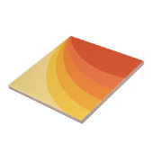 Retro stijl geel en oranje zonnestralen ontwerp tegeltje (Zijkant)