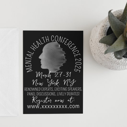 Retro-stijl geestelijke gezondheid conferentie kaart