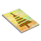 Retro  stijl gele kerstboom kunst notitieboek (Rechterzijde)