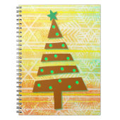 Retro  stijl gele kerstboom kunst notitieboek (Voorkant)