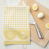 Retro  stijl gele polka dot scallop theedoek (Quarter Fold)