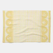 Retro  stijl gele polka dot scallop theedoek (Horizontaal)