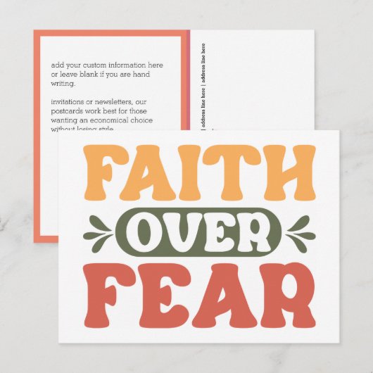 Retro stijl | Geloof boven angst Briefkaart (Voorkant / Achterkant)