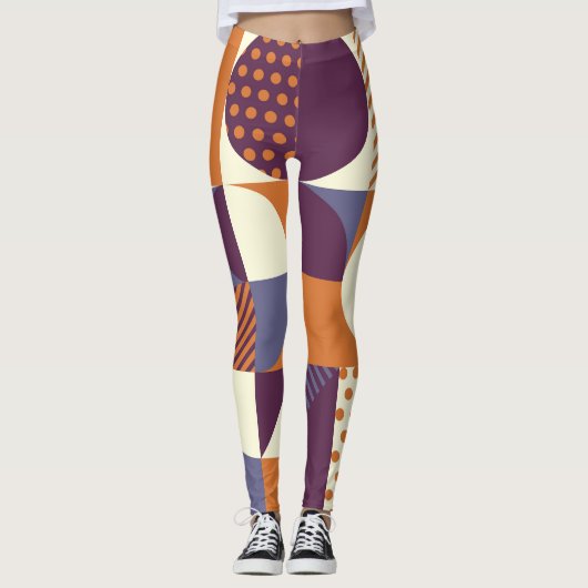 Retro stijl geometrisch patroonontwerp leggings (Voorkant)