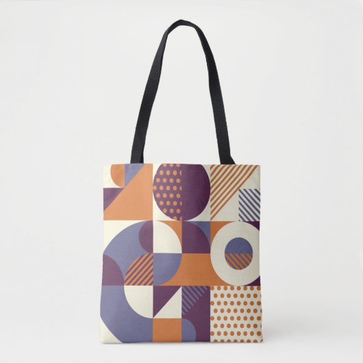 Retro stijl geometrisch patroonontwerp tote bag (Voorkant)