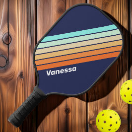Retro Stijl Gestreept met Naam Pickleball Paddle