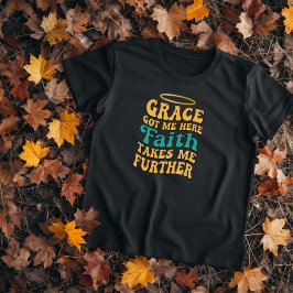 Retro stijl Grace en Faith ontwerp T-shirt