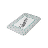 Retro stijl grijs aqua cirkelpatroon aanpasbaar badmat (Gekanteld)
