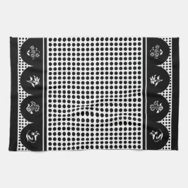 Retro stijl grijs zwart polka dot scallop theedoek