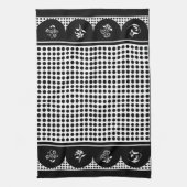 Retro  stijl grijs zwart polka dot scallop theedoek (Verticaal)