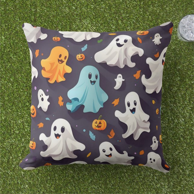  retro stijl Halloween Ghosts Buitenkussen (Gras)