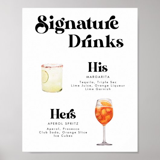 Retro Stijl Handtekening Drink Poster (Voorkant)