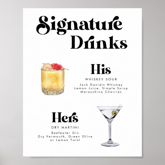 Retro Stijl Handtekening Drink Poster (Voorkant)