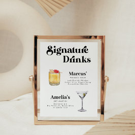 Retro  Stijl Handtekening Drink Poster