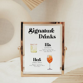 Retro  Stijl Handtekening Drink Poster