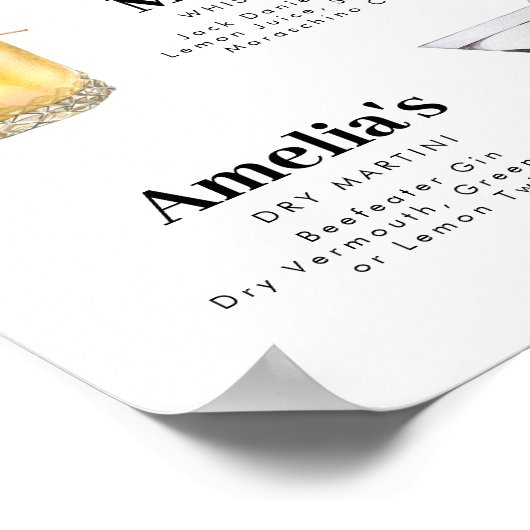 Retro  Stijl Handtekening Drink Poster (Hoek)