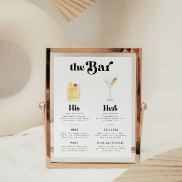 Retro  Stijl Handtekening Drinken Bar Menu Poster