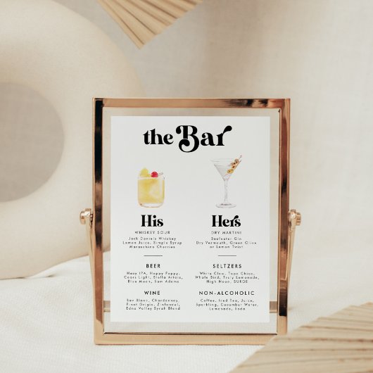 Retro Stijl Handtekening Drinken Bar Menu Poster