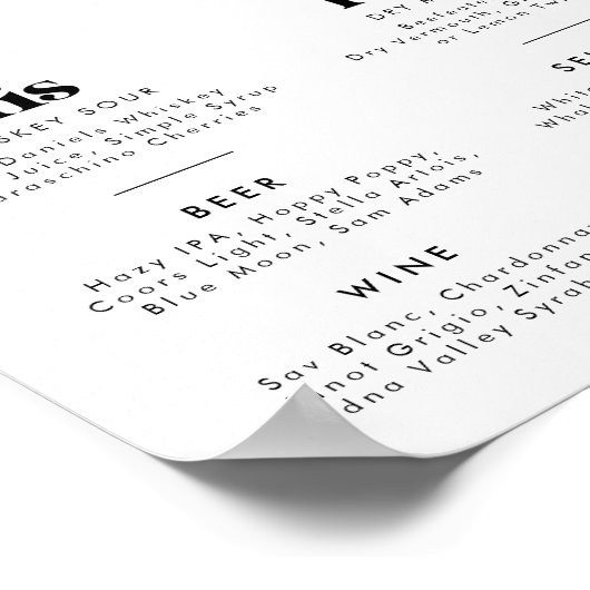 Retro Stijl Handtekening Drinken Bar Menu Poster (Hoek)
