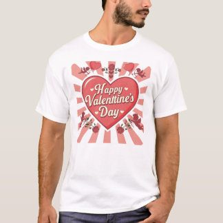 Retro stijl Happy Valentijnsdag art graphic T-shirt