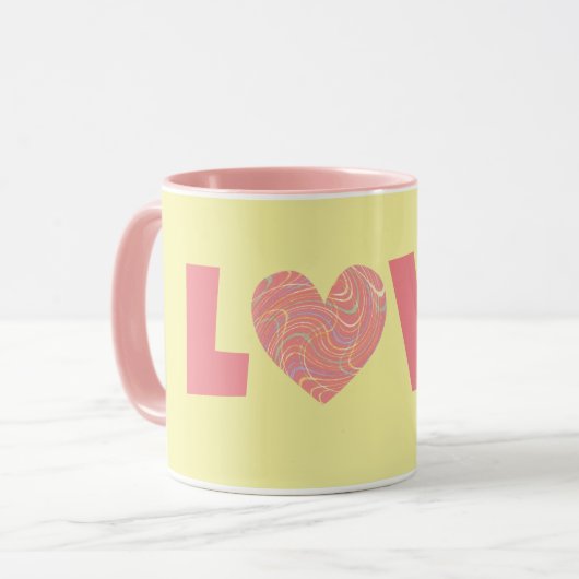 Retro stijl hart liefde roze Mok Cup (Voorkant links)