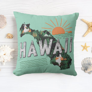 Retro stijl Hawaii silhouet Kussen
