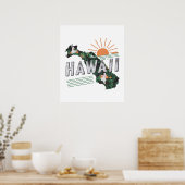 Retro stijl Hawaii silhouet Poster (Keuken)