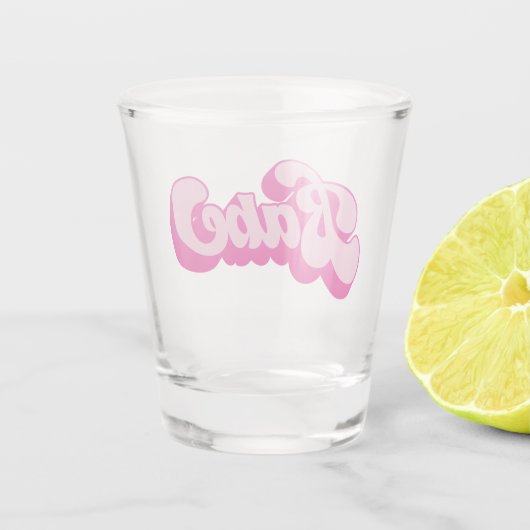 Retro Stijl Heet Roze Babe Bachelorette Party Shot Glas (Achterkant)