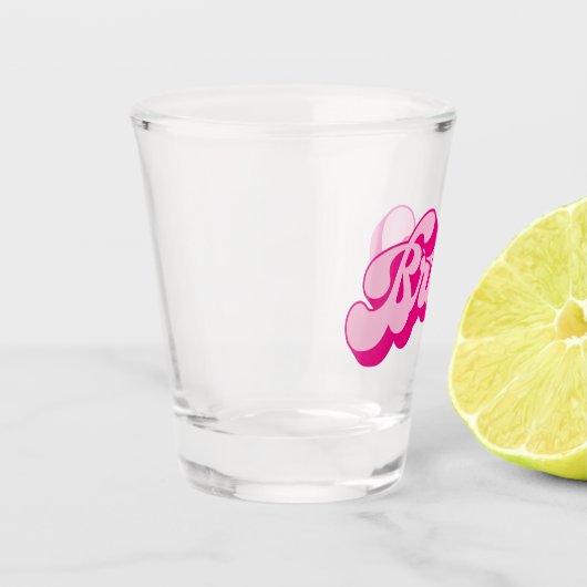 Retro Stijl Heet Roze Bruid Bachelorette Party Shot Glas (Links)